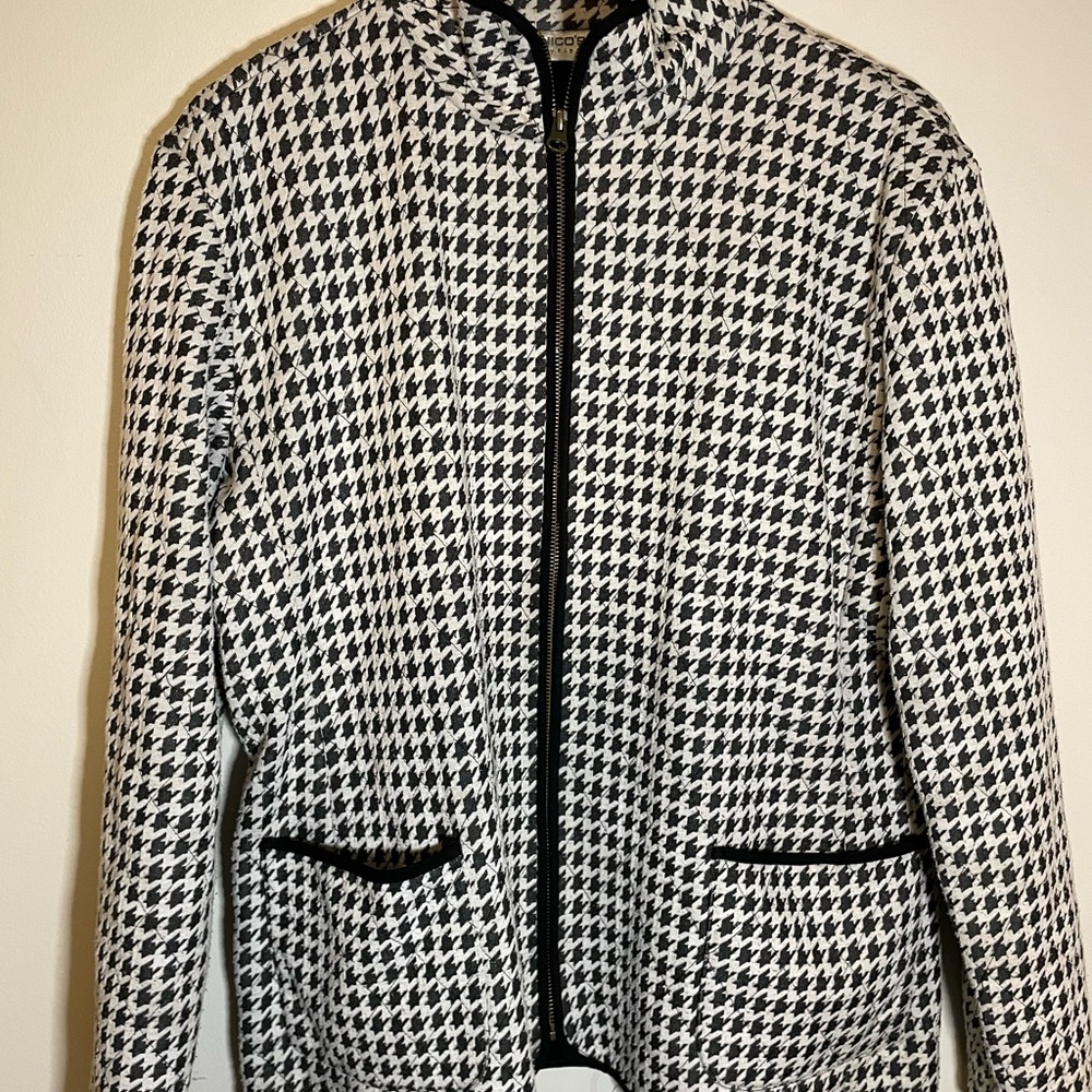 Chico's Black and White Houndstooth Jacket